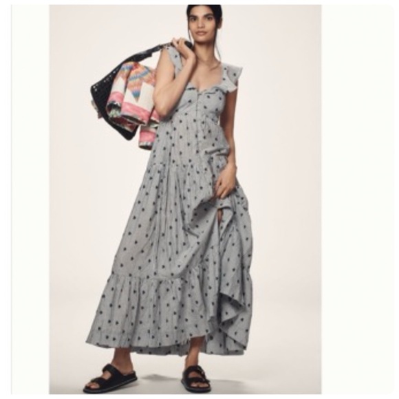 NWT Anthropologie Pilcro Flutter-Sleeve Tiered Midi Dress, S - Picture 6 of 16